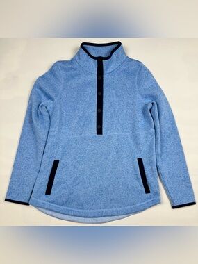Vineyard Vines Snap Half Placket Sweater Fleece Bayside Blue Women’s M MSRP $148
